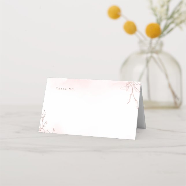 Carte De Placement Rose or simple crête botanique monogramme mariage (Devant)