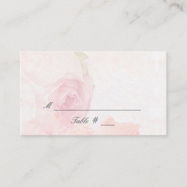 Carte De Placement Rose Poudrée Aquarelle | Mariage (Devant)