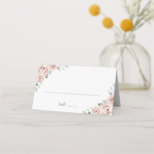 Carte De Placement Rose Poussiéreuse Fleurs Aquarelle Élégant Mariage