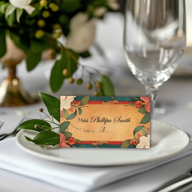 Carte De Placement 🌹 Rose Romance : Art Nouveau Splendor ( Rose Romance: Art Nouveau Splendor collection - customizable place card)