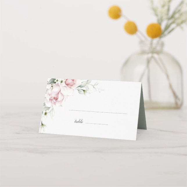 Carte De Placement Rose romantique | Carte de Mariage rose pâle (Devant)