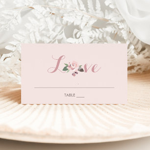 Carte De Placement Rose Romantique Rose Foncé Floral Amour Mariage