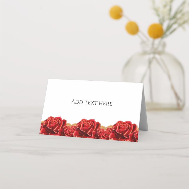 Carte De Placement Rose rouge et or (Devant)