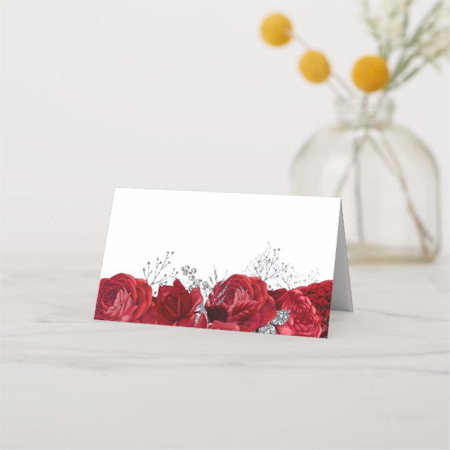 Carte De Placement Rose rouge & Noces d'argent & Mariage (Dos)