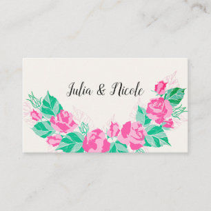 Carte De Placement Rose Vert Rose Pétales Fleurs Jardin Mariage
