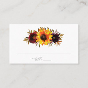 Carte De Placement Roses de tournesol Rouge pourpre Automne Russe Mar