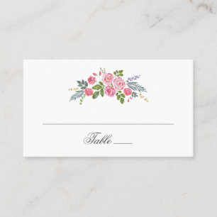 Carte De Placement Roses roses. Fleurs de jardin. Mariage floral chic