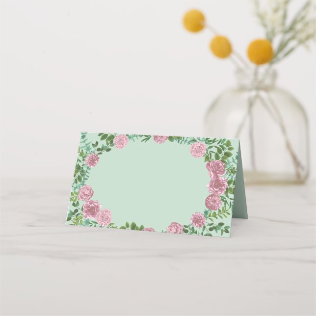 Carte De Placement Roses roses Jardin Printemps Mariage (Devant)