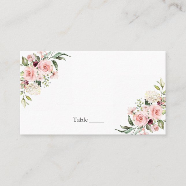 Carte De Placement Roses roses romantiques Dusty Rose Mariage Place C (Devant)