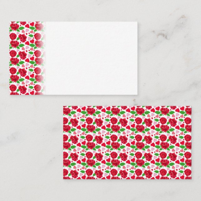 Carte De Placement Roses Rouges Cœurs Roses Joyeuse Saint-Valentin (Devant / Derrière)