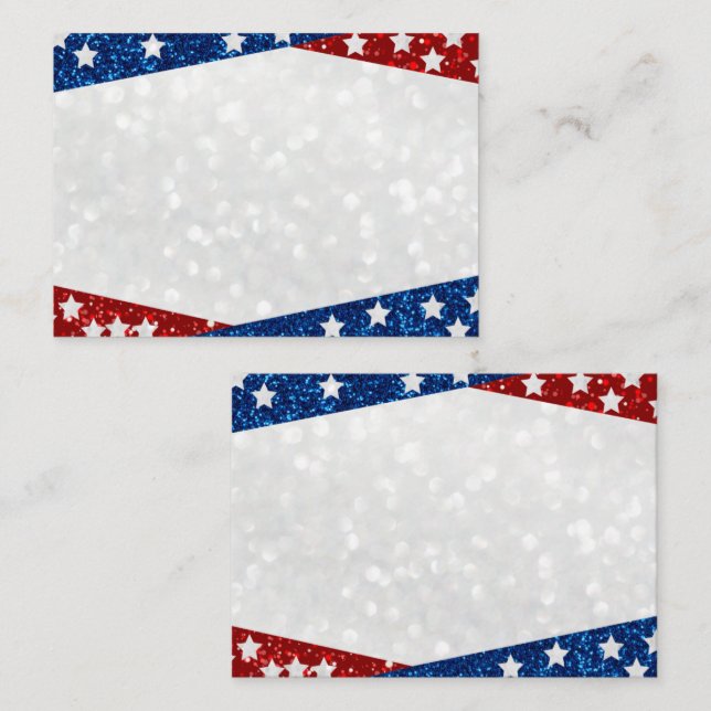 Carte De Placement Rouge, Blanc & Bleu Juillet 4 Paillettes (Devant / Derrière)