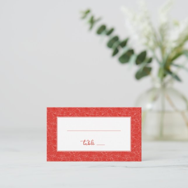 Carte De Placement Rouge Élégant Tourbillonnant (Debout devant)
