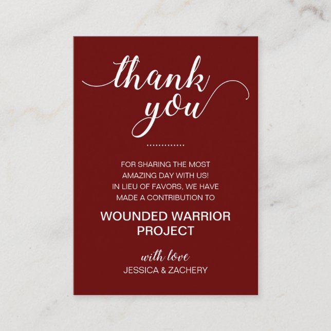 Carte De Placement Rouge En Lieu Et Place Des Faveurs Mariage De Dons (Devant)