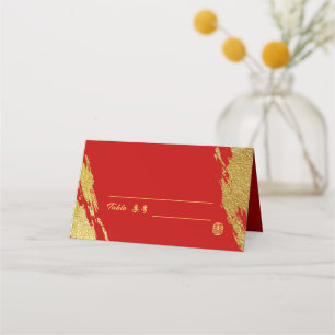 Carte De Placement Rouge or calligraphie brosse trait mariage chinois