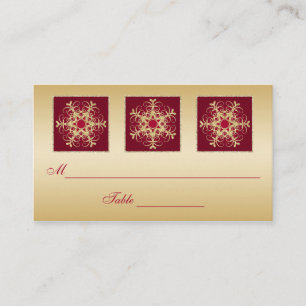 Carte De Placement Rouge, Parties scintillant or REGARDER Snowflakes