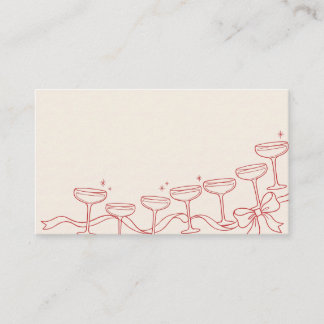 Carte De Placement Rouge Rétro Coupe de Champagne Minimaliste
