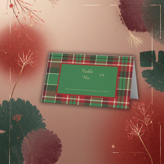 Carte De Placement rouge vert noir écossais celtique tartan mariage (Créateur téléchargé)