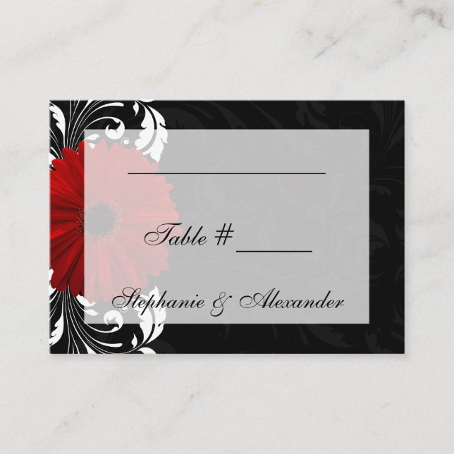Carte De Placement Rouges, noirs et blancs Gerbera Daisy (Devant)