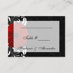 Carte De Placement Rouges, noirs et blancs Gerbera Daisy