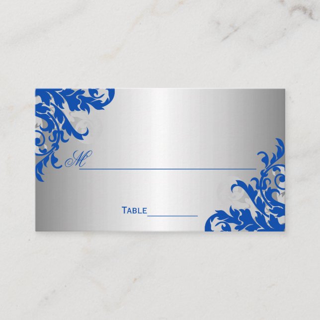 Carte De Placement Royal Blue et Argent Flourdissant (Devant)
