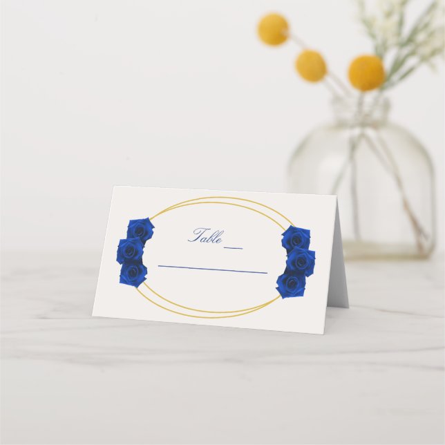 Carte De Placement Royal Blue et Gold Geometry Quinceañera (Devant)