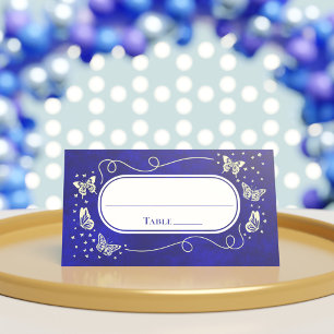 Carte De Placement Royal Blue Gold 15 Ans Quinceañera Papillon