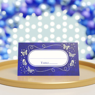 Carte De Placement Royal Blue Gold 15 Ans Quinceañera Papillon