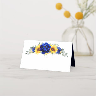 Carte De Placement Royal Blue Rustic Tournesol Moderne Floral Mariage
