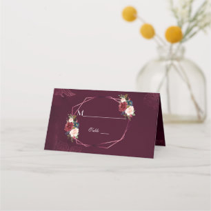 Carte De Placement Royal Bourgogne Floral Mariage géométrique