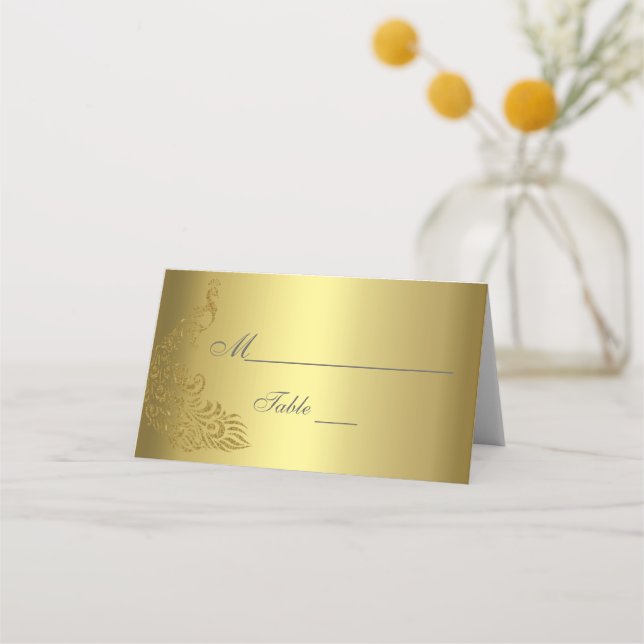 Carte De Placement Royal Gold Abstrait Peacock Mariage (Devant)