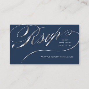 Carte De Placement RSVP Elegant Silver Script Mariage en ligne Insére