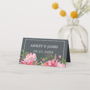 Carte De Placement Ruby Pink Peony Floral Mariage botanique