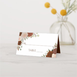 Carte De Placement Rust Orange Automne Roses Élégant Mariage Écriture