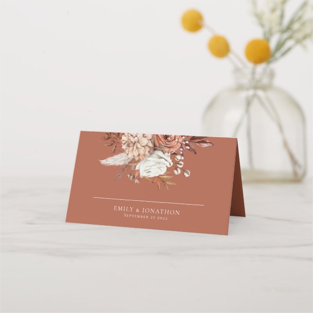 Carte De Placement Rustic Automne Florals Noms Date Rust Mariage (Devant)