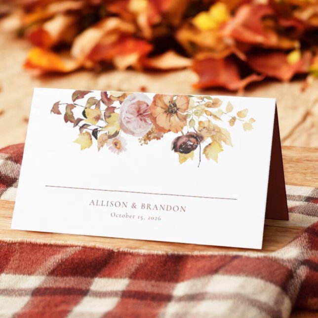 Carte De Placement Rustic Automne Mariage plié Carte Place (Créateur téléchargé)