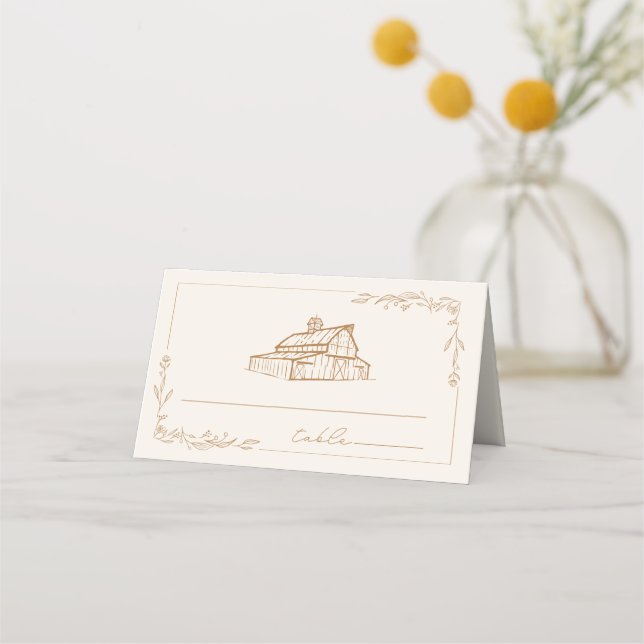 Carte De Placement Rustic Barn Goldenrod Mariage de automne agricole (Devant)