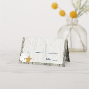 Carte De Placement Rustic Beach Driftwood Sand Mariage Dollar