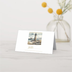 Carte De Placement Rustic Coastal Lighthouse Seaside Beach Table