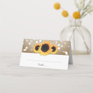 Carte De Placement Rustic Country Burlap Mariage de tournesol