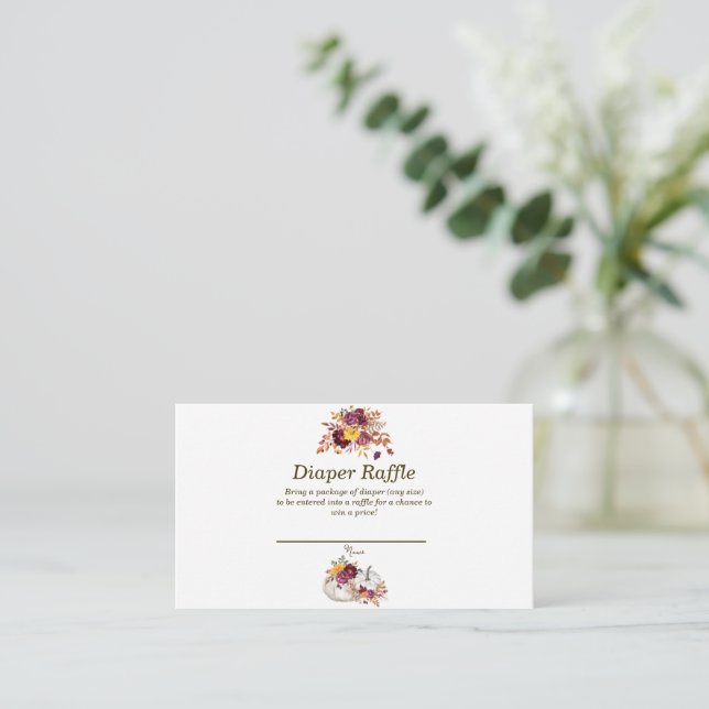 Carte De Placement Rustic Fall Floral & Charming White Citrouille Raf (Debout devant)