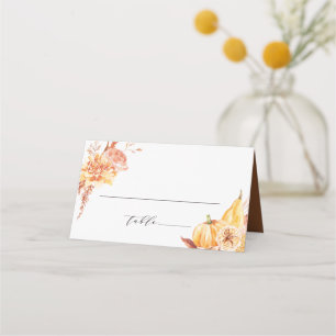 Carte De Placement Rustic Fall Gold Floral Citrouille Mariage