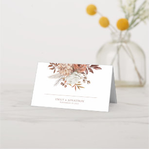 Carte De Placement Rustic Florals Noms Brown Texte Date Mariage