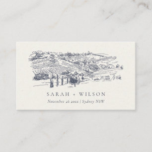 Carte De Placement Rustic Navy Blue Winery Mountain Mariage croquis