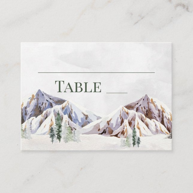 Carte De Placement Rustic Winter Mountain Wedding Place Setting Cards (Devant)