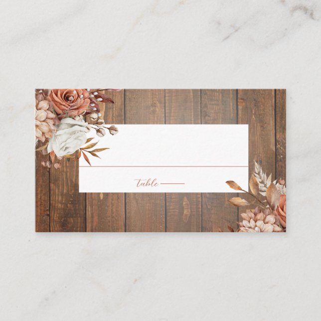 Carte De Placement Rustique Aquarelle Terracotta Mariage Floral (Devant)