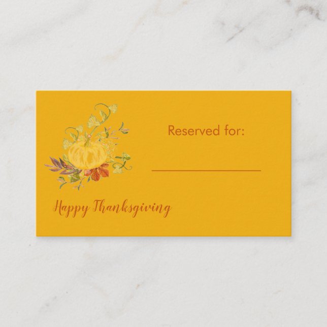 Carte De Placement Rustique Automne Automne Couleur Citrouille Thanks (Devant)