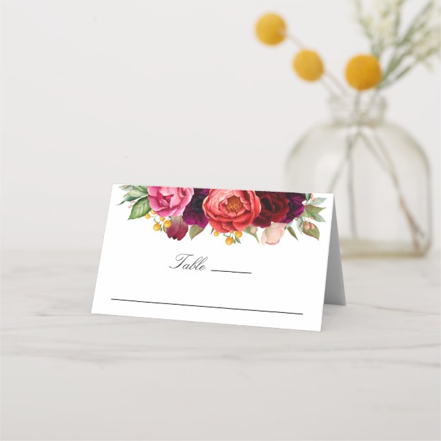 Carte De Placement Rustique Boho Floral Mariage ou événement (Devant)