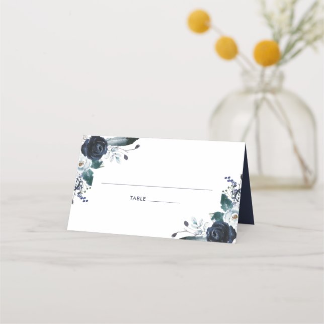 Carte De Placement Rustique Boho Navy Floral Mariage (Devant)