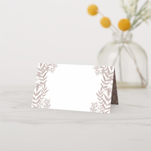 Carte De Placement Rustique Brown Mariage Vintage Botanique (Devant)