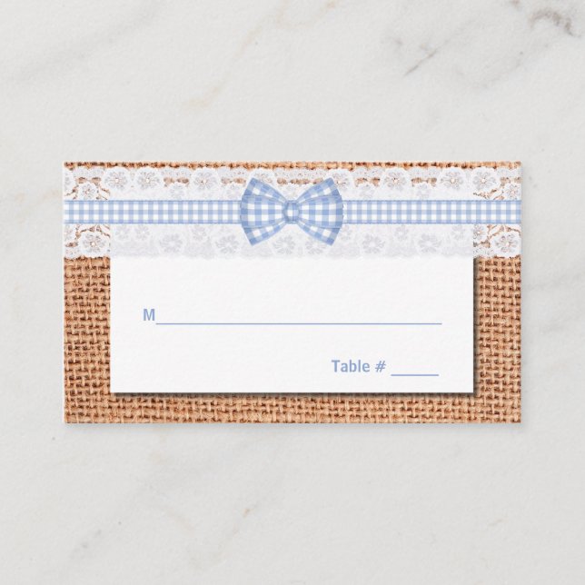 Carte De Placement Rustique Burlap & Lace Mariage campagnard Place Ca (Devant)